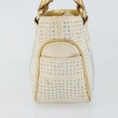 CELINE Hand Bag Satin Beige Gold Auth gh992-3