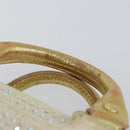 CELINE Hand Bag Satin Beige Gold Auth gh992-8