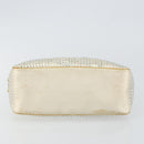 CELINE Hand Bag Satin Beige Gold Auth gh992-5