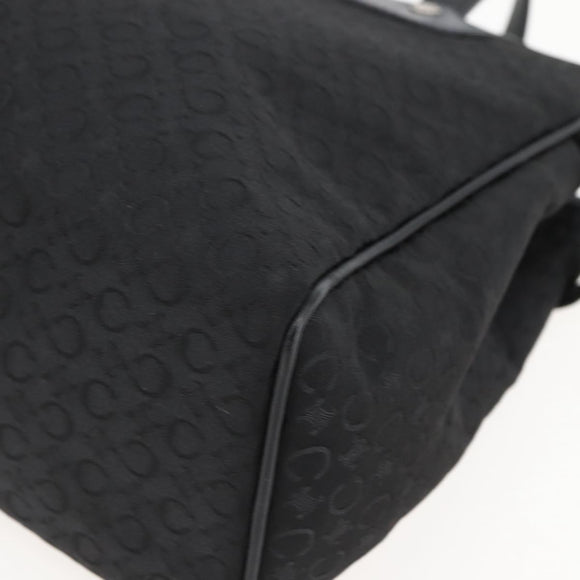 CELINE C Macadam Canvas Hand Bag Black Silver Auth gh998