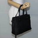 CELINE C Macadam Canvas Hand Bag Black Silver Auth gh998-23
