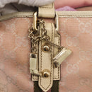 GUCCI GG Canvas Sherry Line Tote Bag Pink Gold khaki 137396 Auth gh999-10