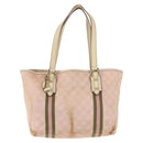 GUCCI GG Canvas Sherry Line Tote Bag Pink Gold khaki 137396 Auth gh999-13