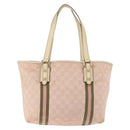 GUCCI GG Canvas Sherry Line Tote Bag Pink Gold khaki 137396 Auth gh999-2