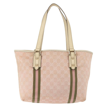 GUCCI GG Canvas Sherry Line Tote Bag Pink Gold khaki 137396 Auth gh999 - 0