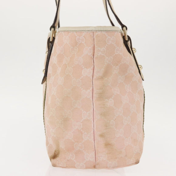 GUCCI GG Canvas Sherry Line Tote Bag Pink Gold khaki 137396 Auth gh999