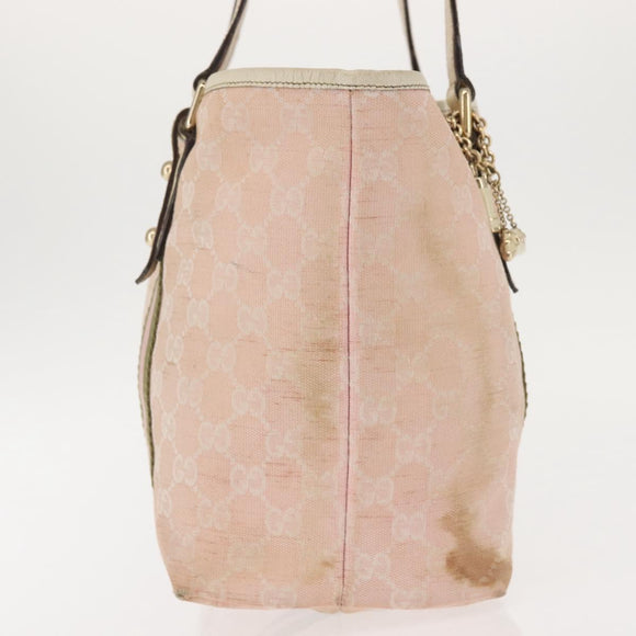 GUCCI GG Canvas Sherry Line Tote Bag Pink Gold khaki 137396 Auth gh999