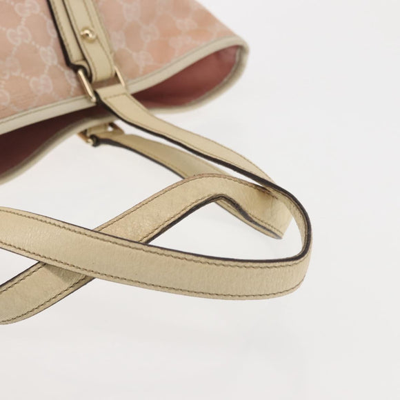 GUCCI GG Canvas Sherry Line Tote Bag Pink Gold khaki 137396 Auth gh999