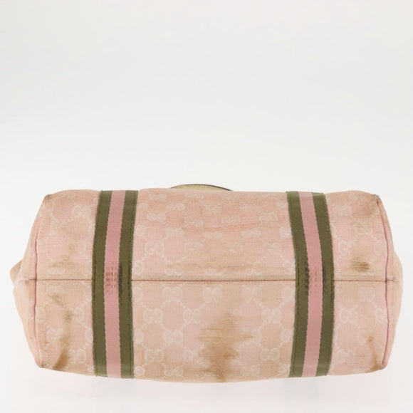 GUCCI GG Canvas Sherry Line Tote Bag Pink Gold khaki 137396 Auth gh999