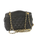 CHANEL Lamb Skin Matelasse Chain Shoulder Bag Black CC Auth am1201gA-1