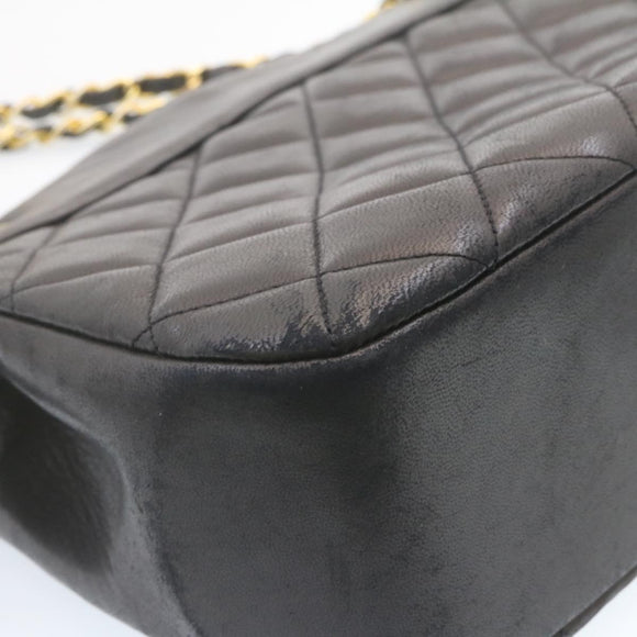 CHANEL Lamb Skin Matelasse Chain Shoulder Bag Black CC Auth am1201gV
