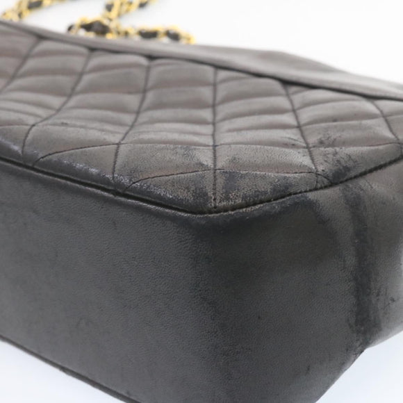 CHANEL Lamb Skin Matelasse Chain Shoulder Bag Black CC Auth am1201gV