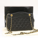 CHANEL Lamb Skin Matelasse Chain Shoulder Bag Black CC Auth am1201gV-25