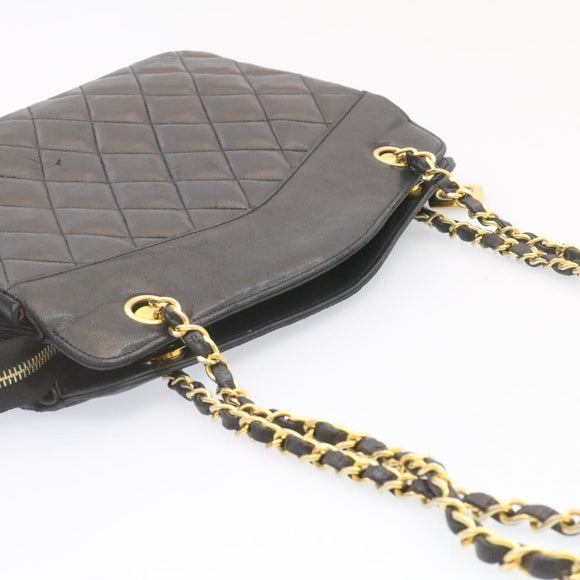 CHANEL Lamb Skin Matelasse Chain Shoulder Bag Black CC Auth am1201gV
