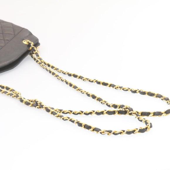 CHANEL Lamb Skin Matelasse Chain Shoulder Bag Black CC Auth am1201gV