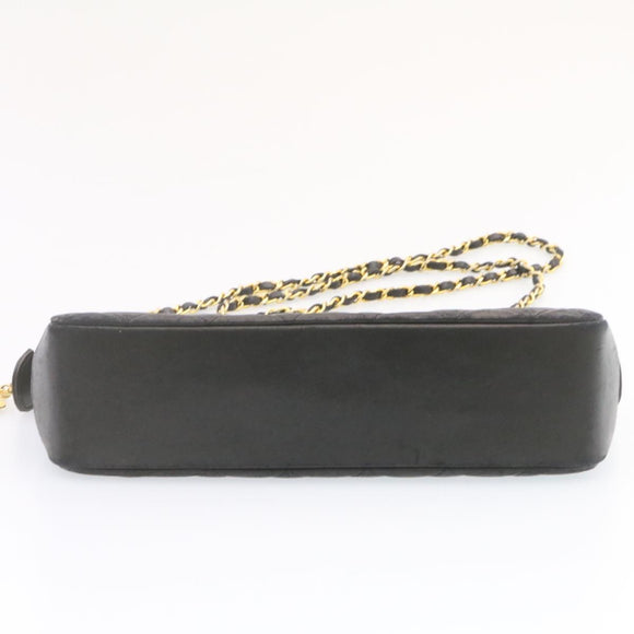 CHANEL Lamb Skin Matelasse Chain Shoulder Bag Black CC Auth am1201gV