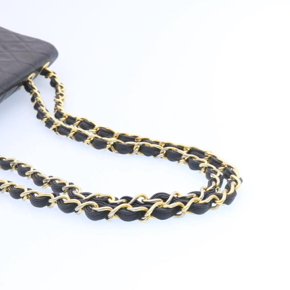 CHANEL Grote Matelasse 34 Klepkettingtas Lamsleer Zwart Goud CC Auth am1276gSAM
