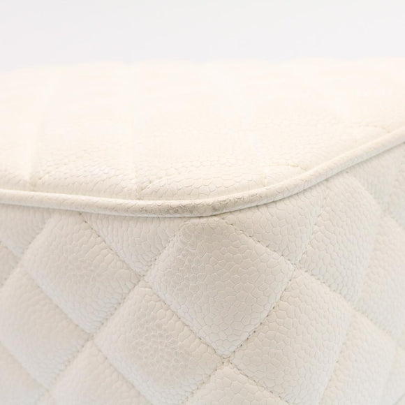 CHANEL Matelasse Chain Shoulder Bag Caviar Skin Gold White CC Auth am1370gAV