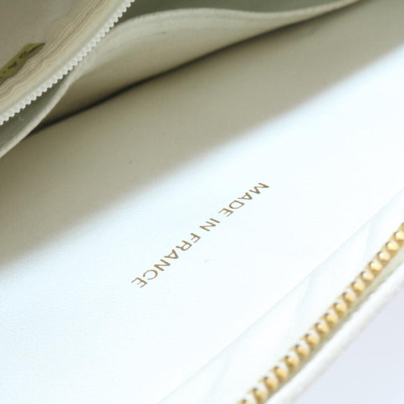 CHANEL Matelasse Chain Shoulder Bag Caviar Skin Gold White CC Auth am1370gAV