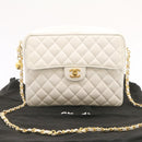 CHANEL Matelasse Chain Shoulder Bag Caviar Skin Gold White CC Auth am1370gAV-11