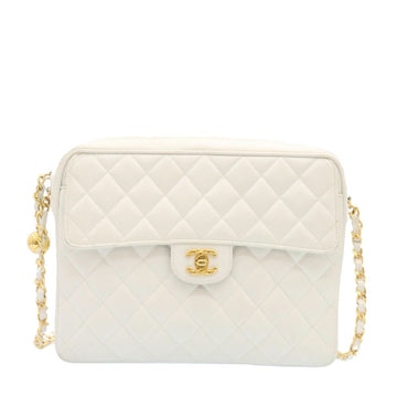 CHANEL Matelasse Chain Shoulder Bag Caviar Skin Gold White CC Auth am1370gAV - 0