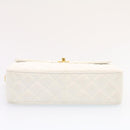 CHANEL Matelasse Chain Shoulder Bag Caviar Skin Gold White CC Auth am1370gAV-8