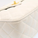 CHANEL Matelasse Chain Shoulder Bag Caviar Skin Gold White CC Auth am1370gAV-13