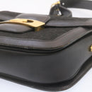 CELINE C Macadam Horse Carriage Shoulder Bag Canvas Black Gold Auth am1471g-14
