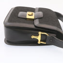 CELINE C Macadam Horse Carriage Shoulder Bag Canvas Black Gold Auth am1471g-4