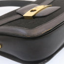 CELINE C Macadam Horse Carriage Shoulder Bag Canvas Black Gold Auth am1471g-8