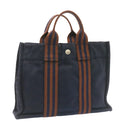 HERMES Fourre ToutPM Hand Bag Canvas Blue Navy Auth am1631g-1