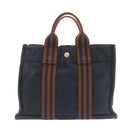 HERMES Fourre ToutPM Hand Bag Canvas Blue Navy Auth am1631g-2