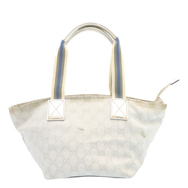 GUCCI Sherry Line GG Canvas Tote Bag Silver Blue Auth am1955g - 0