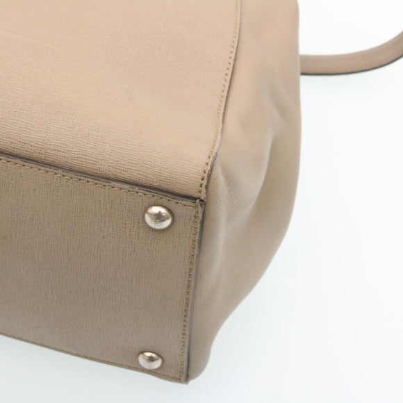 FENDI Handtasche Leder 2-Wege Umhängetasche Grau Auth am2118g