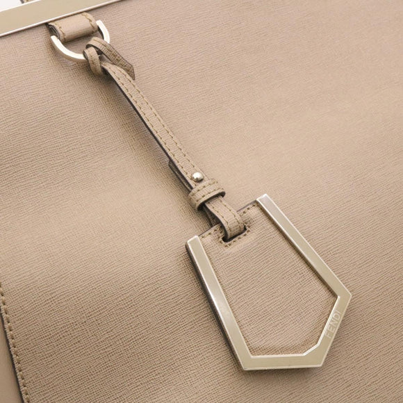 FENDI Handtasche Leder 2-Wege Umhängetasche Grau Auth am2118g