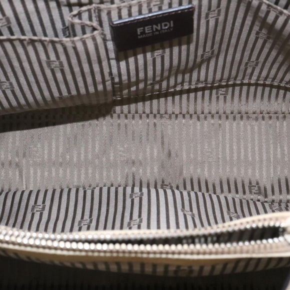 FENDI Handtasche Leder 2-Wege Umhängetasche Grau Auth am2118g