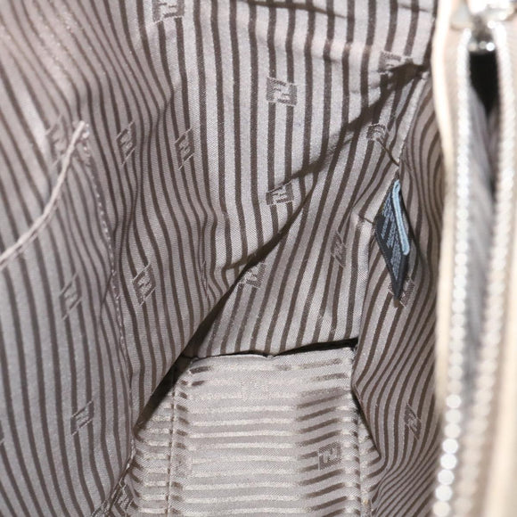 FENDI Handtasche Leder 2-Wege Umhängetasche Grau Auth am2118g