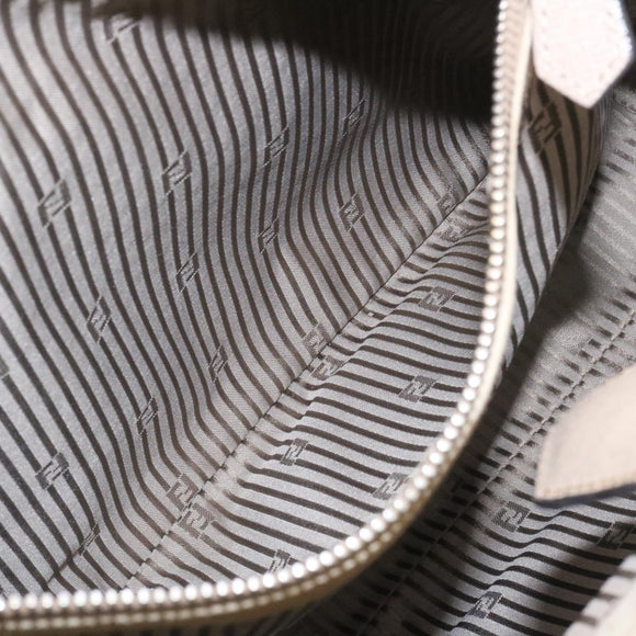 FENDI Hand Bag Leather 2way Shoulder Bag Gray Auth am2118g