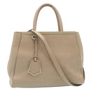 FENDI Hand Bag Leather 2way Shoulder Bag Gray Auth am2118g-1
