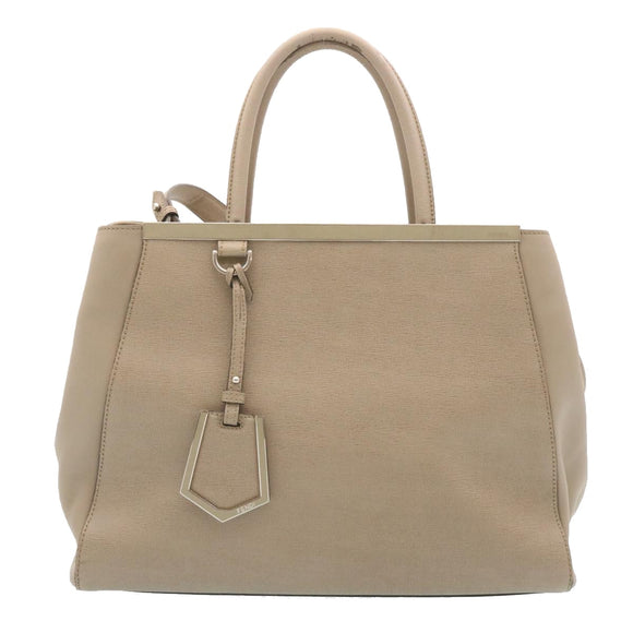 FENDI Hand Bag Leather 2way Shoulder Bag Gray Auth am2118g