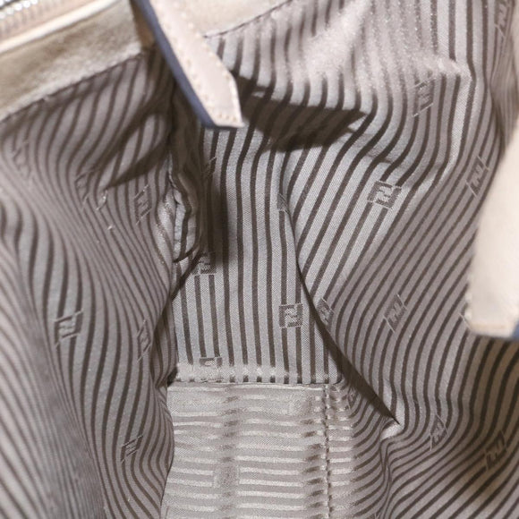 FENDI Hand Bag Leather 2way Shoulder Bag Gray Auth am2118g