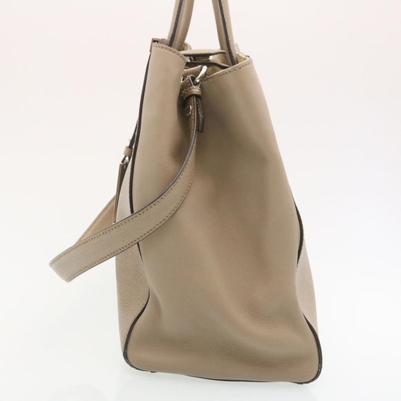 FENDI Hand Bag Leather 2way Shoulder Bag Gray Auth am2118g