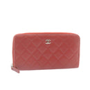 CHANEL Matelasse Wallet Lamb Skin Red CC Auth am2154gA-1
