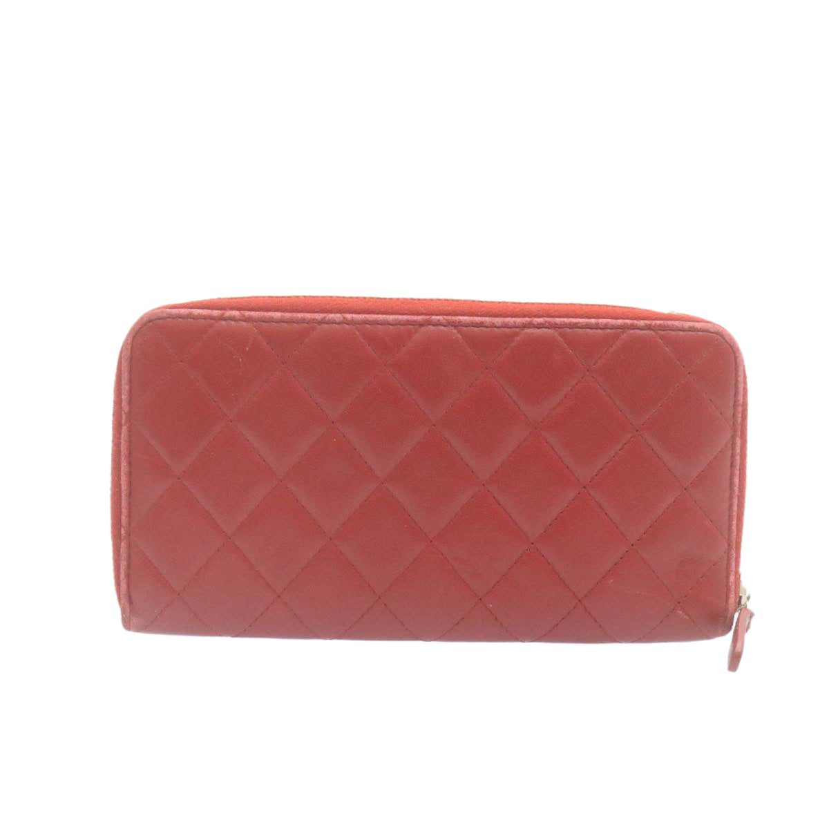 CHANEL Matelasse Wallet Lamb Skin Red CC Auth am2154gA - 0