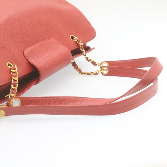 CHANEL Chain COCO Mark Super model bag Shoulder Bag Caviar Skin Red CC Auth am2162gSAV
