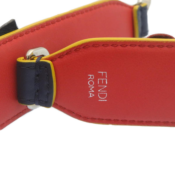 FENDI Flower Leather Navy Red Auth am2219g