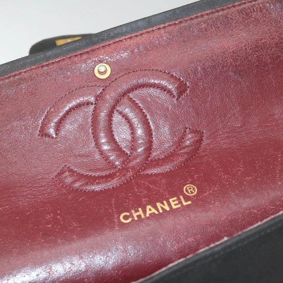 CHANEL Classic Matelasse 25 Chain Flap Shoulder Bag Lamb Skin Black am2320gA