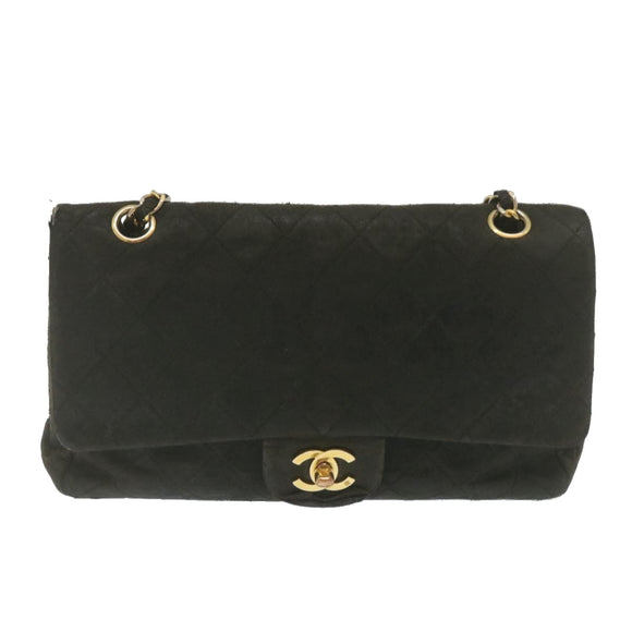 CHANEL Classic Matelasse 25 Chain Flap Shoulder Bag Lamb Skin Black am2320gA