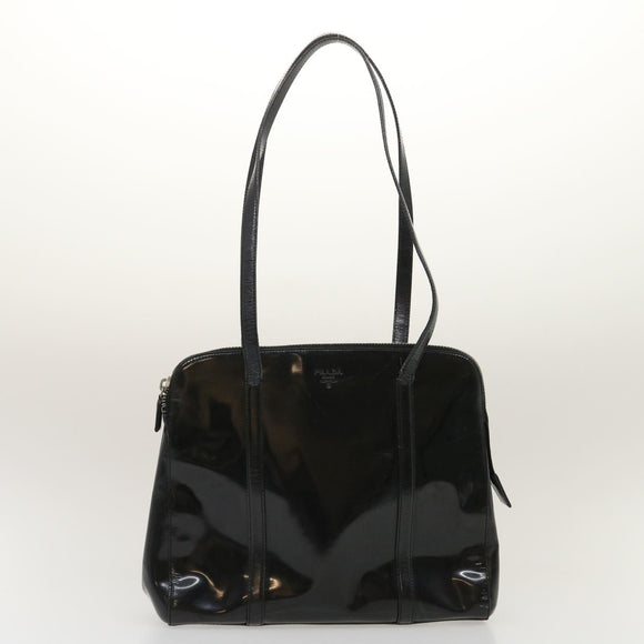 PRADA Shoulder Bag Enamel nylon 2 Set Black Auth am2339g