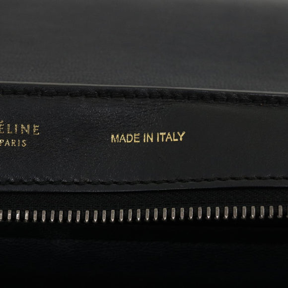 CELINE Hand Bag Leather Suede Gray Navy Auth am2375g